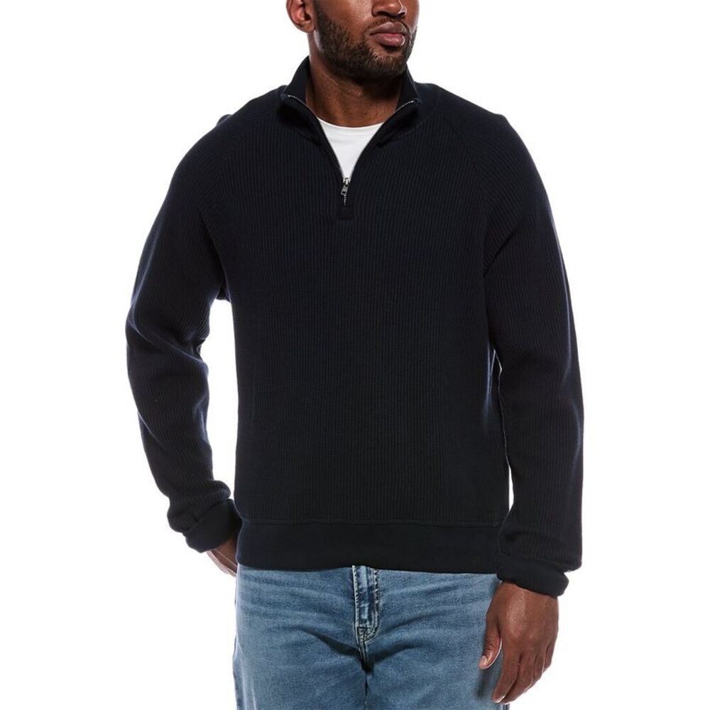 Atm Anthony Thomas Melillo Mens  Waffle 1/4-Zip Pullover, Blue
